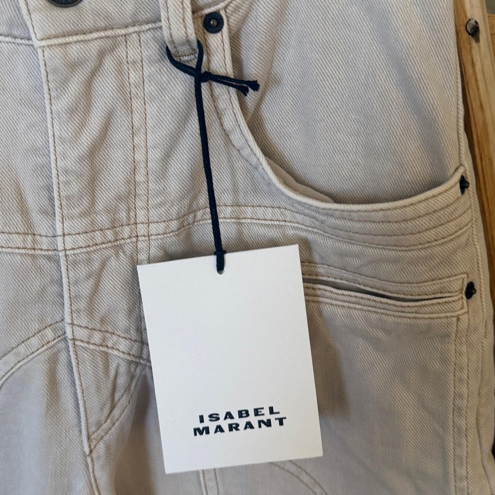 NWT ISABEL MARANT Beryl Straight Leg Jeans in Ecru - Picture 8 of 12